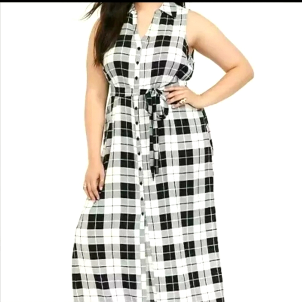 Torrid Plaid Challis Maxi Shirt Dress